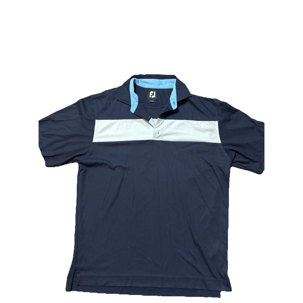FootJoy Golf Shirt  Men's Large Harbor Shores Lake Michigan Logo Navy Color Bloc